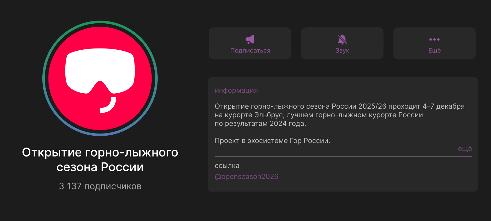 Открытие горнолыжного сезона России: дизайн соцсетей и официального сайта. Asgard Branding